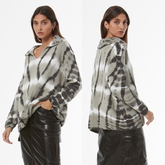 Young Fabulous & Broke Sweaters - Young Fabulous & Broke Kendelle 100% Cotton Oversized V-Neck Tie Dye Sweater S